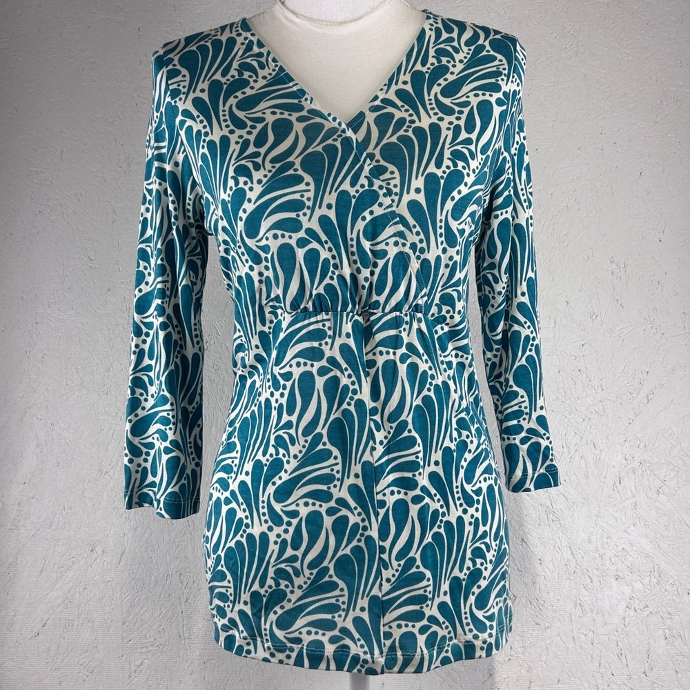Winter Silks Top Womens Size M 60% Silk 40% Modal High Waisted 3/4 Sleeves Soft!